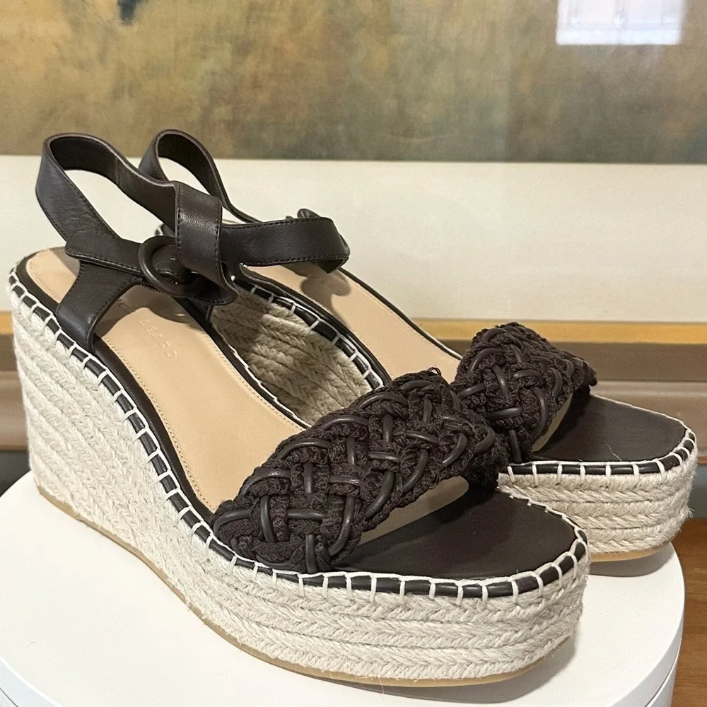 🌹VERONICA BEARD🌹 Reema Espadrille Wedge Sandals Brown Size: 11M